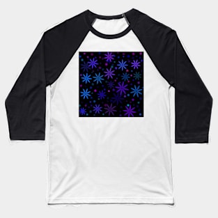 Retro Daisies on Black Baseball T-Shirt